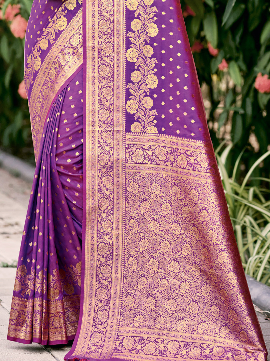Sutriti Rust Magenta Banarasi Silk Saree with Golden Zari Weaving & Rich Pallu | Wedding & Festive Wear