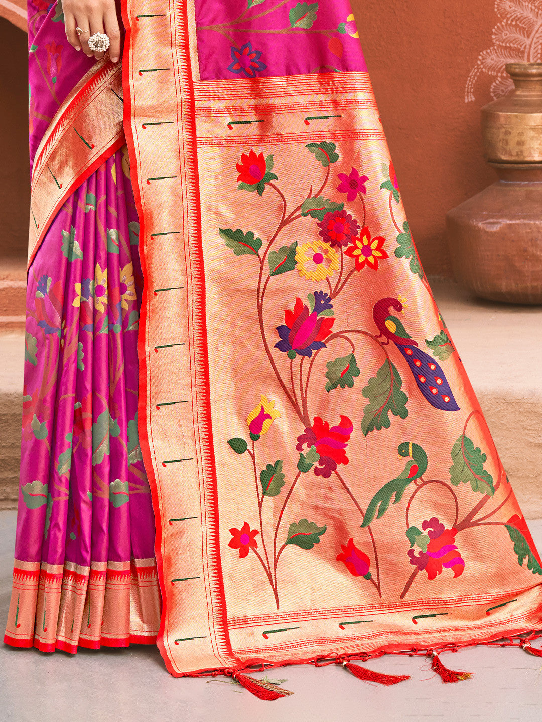 Sutriti Majestic Magenta Pure Kanjivaram Silk Saree | Bridal Heritage Collection | Limited Edition