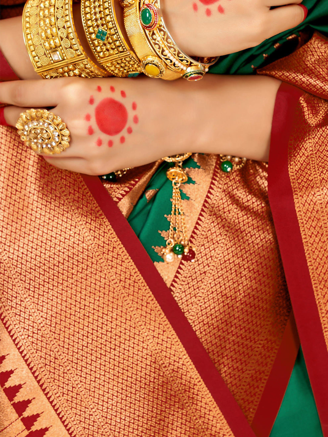 Sutriti Green Paithani Silk Saree with Rich Traditional Pallu for Wedding and Festive Saree