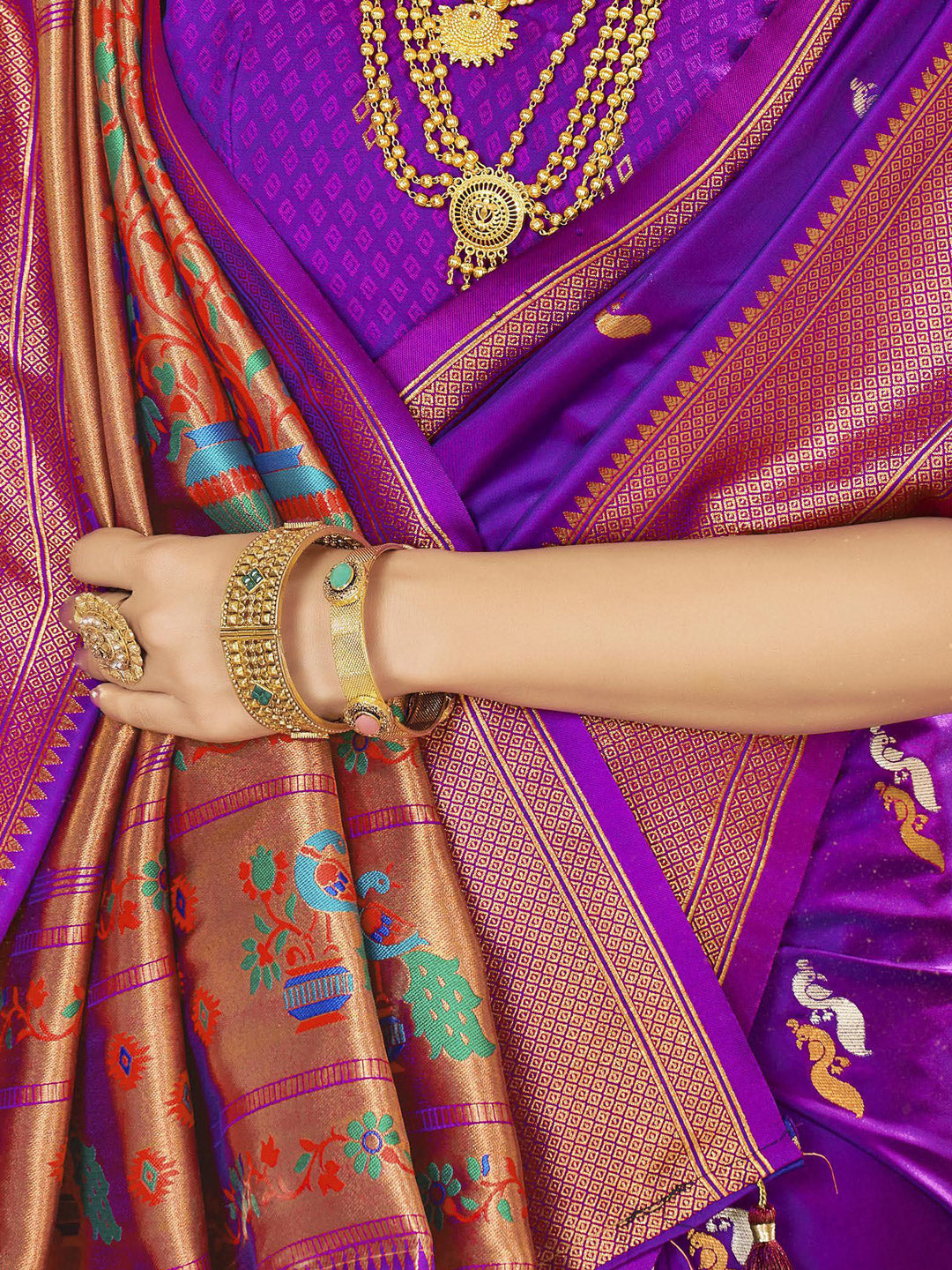 Sutriti Royal Purple Paithani Silk Saree featuring Heritage Weaving and Grand Designer Pallu Saree