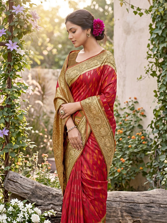 Sutriti Red Pochampalli Silk Saree | Elegant Traditional Wedding & Festive Wear Saree