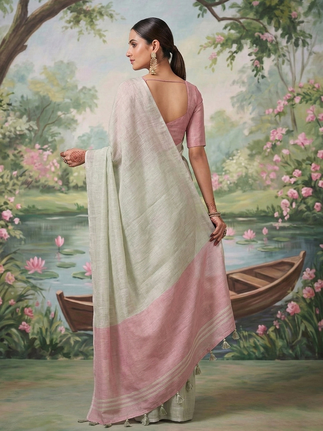 Sutriti Pastel Green Tissue Silk Saree for Women Festive PSofty Wedding Ethnic Wear