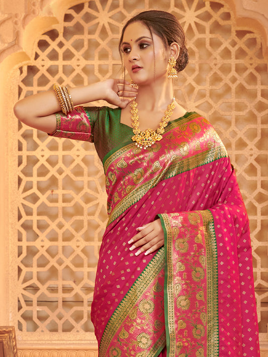 Sutriti Majestic Pink Kanjivaram Silk Saree | Bridal Heritage Collection | Limited Edition