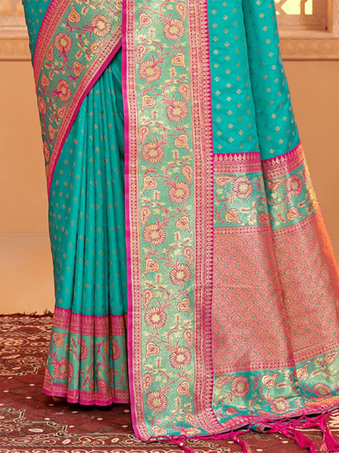 Sutriti Majestic Sea Green Kanjivaram Silk Saree | Bridal Heritage Collection | Limited Edition