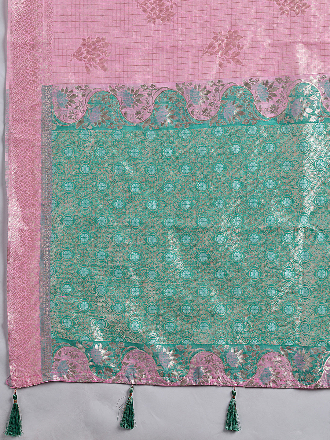 Sutriti Pink & Sky Blue Cotton Silk Saree for Women - Festive Wedding Party Wear Ethnic Saree