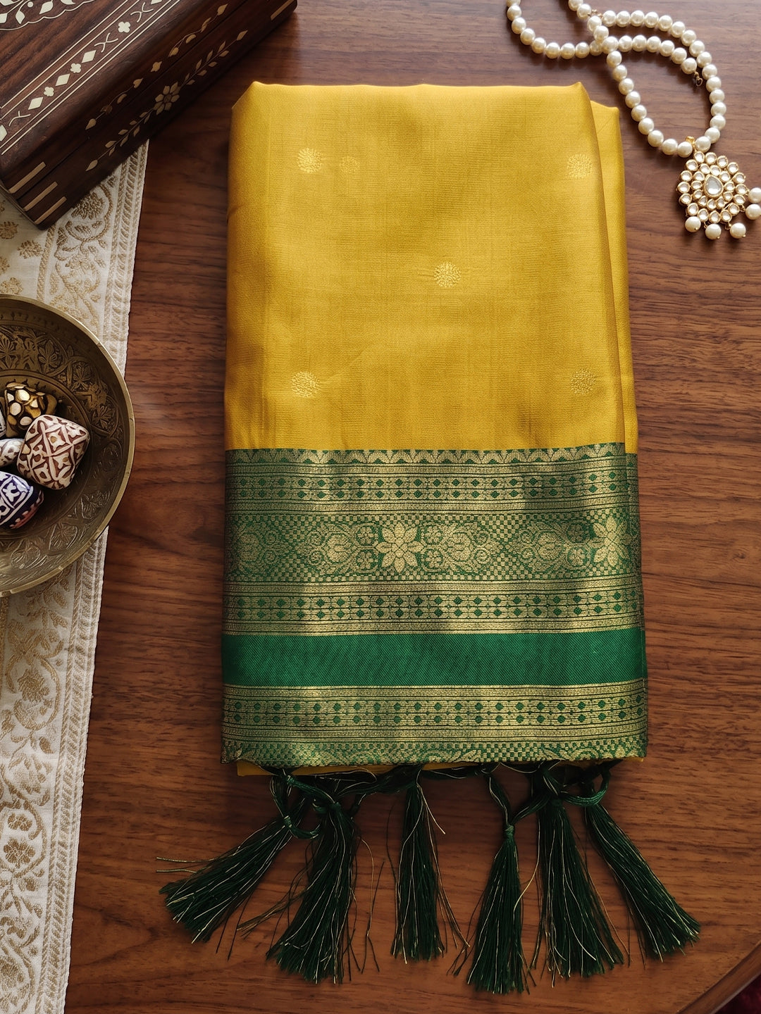 Sutriti Yellow & Green Soft Silk Saree for Women - Festive Wedding Party Wear Ethnic Saree