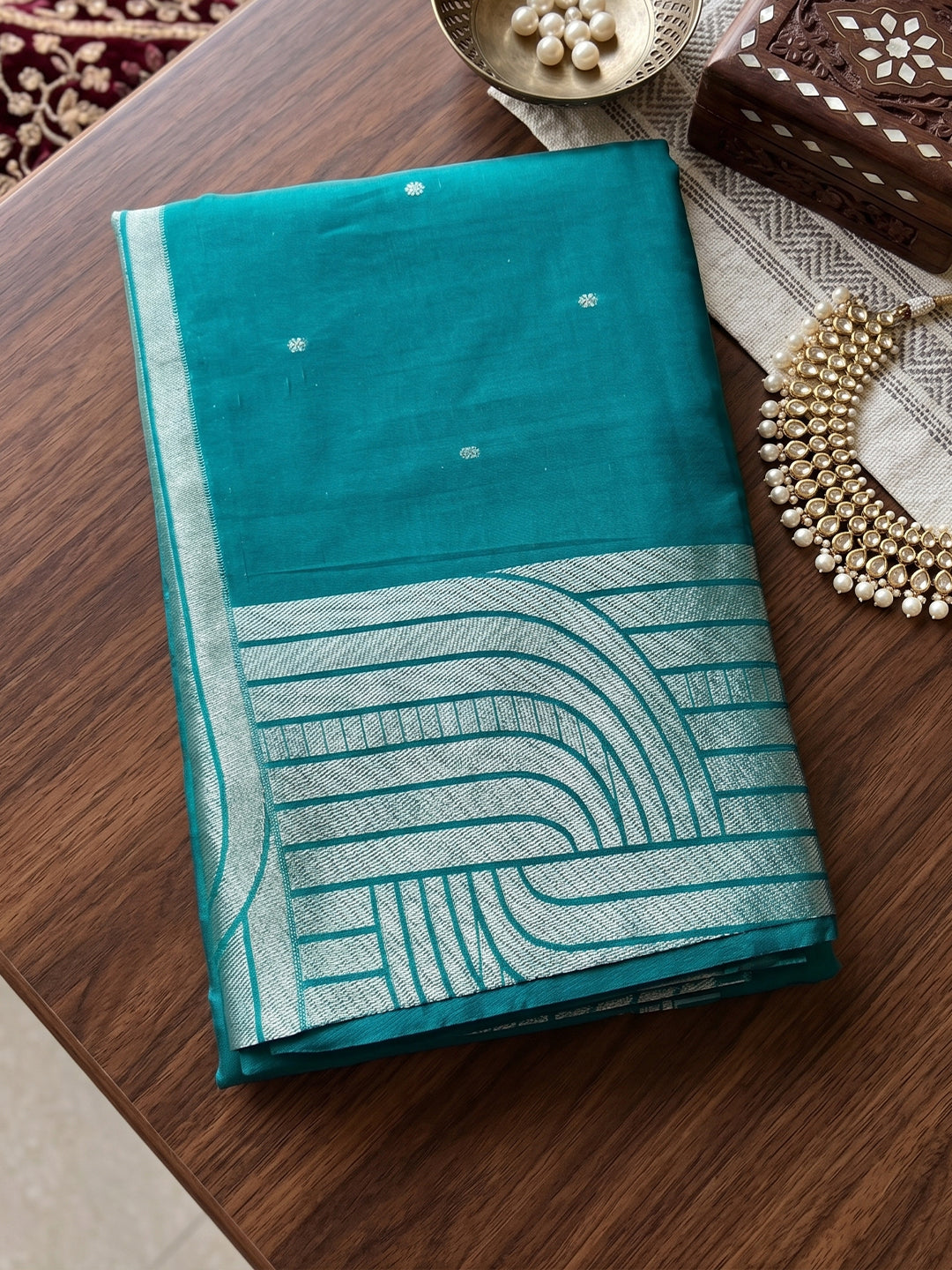 Sutriti Teal Art Silk Saree for Women Festive Party Ethnic Wear