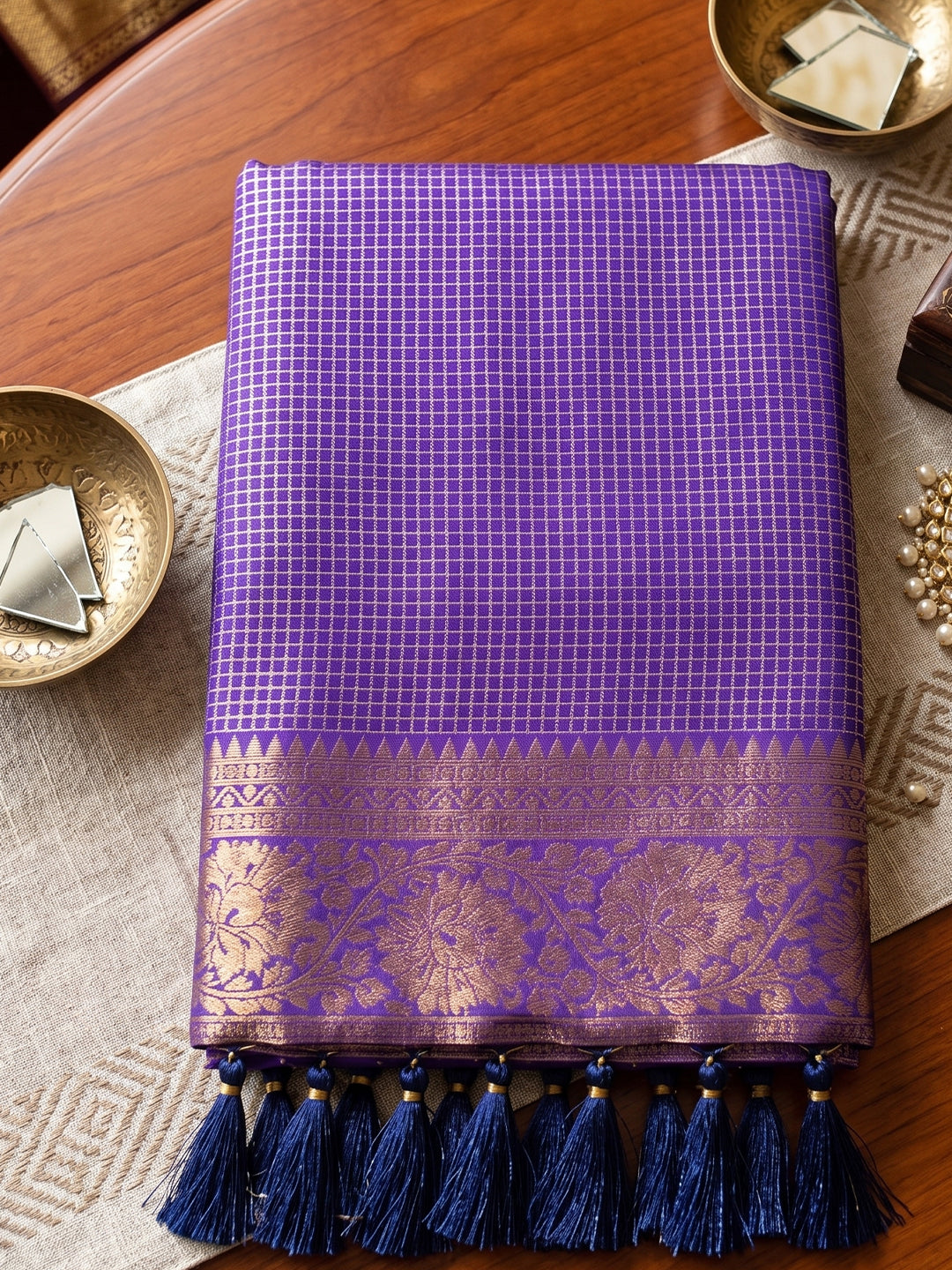 Sutriti Navy Blue Art Silk Traditional Saree For Women | Woven Festive Drape