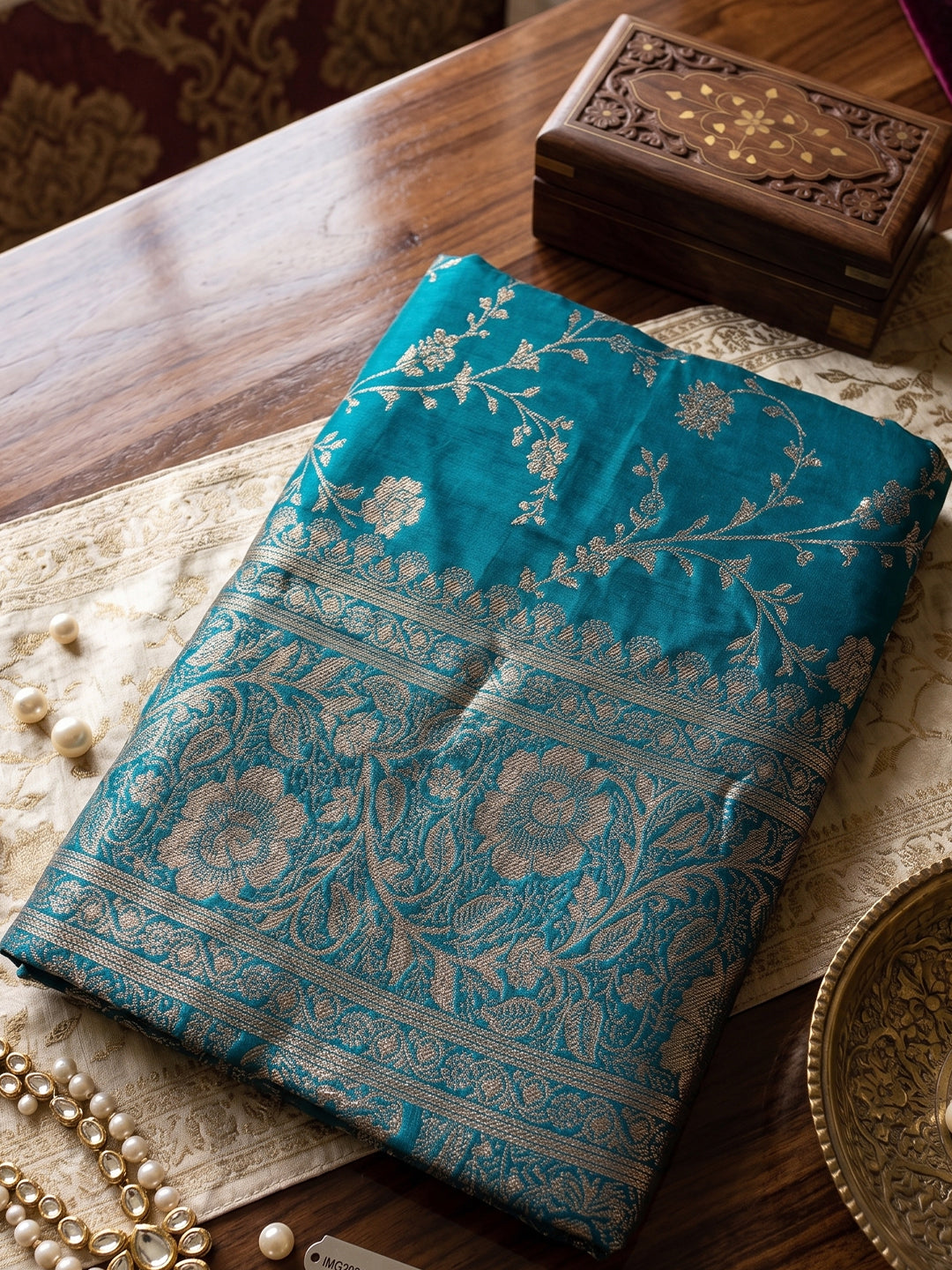 Sutriti Luxurious Teal Blue Soft Silk Saree for Women Festive Wedding Party Wear
