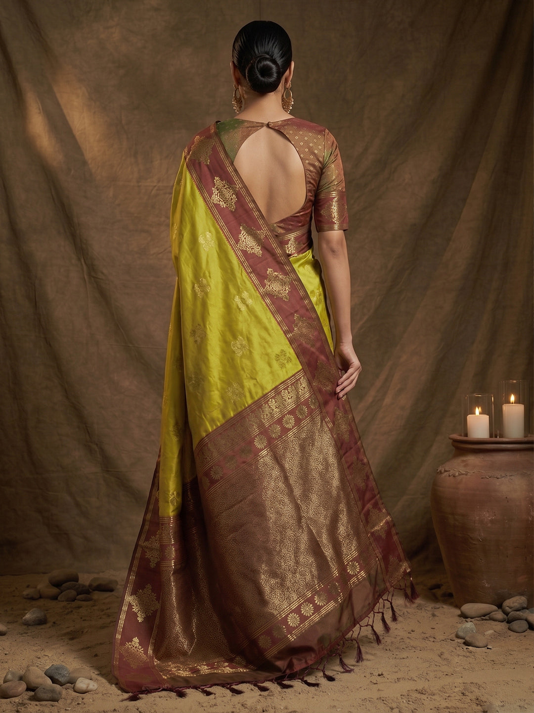 Sutriti Mustard Yellow Banarasi Soft Silk Saree for Women Wedding Festive Saree
