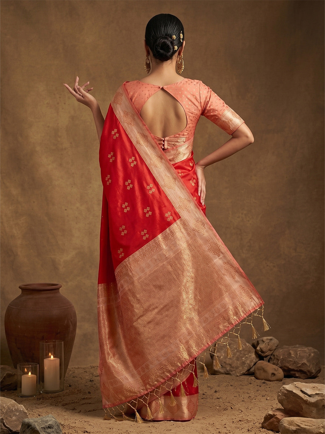 Sutriti Red Banarasi Soft Silk Saree for Women Wedding Festive Ethnic Saree