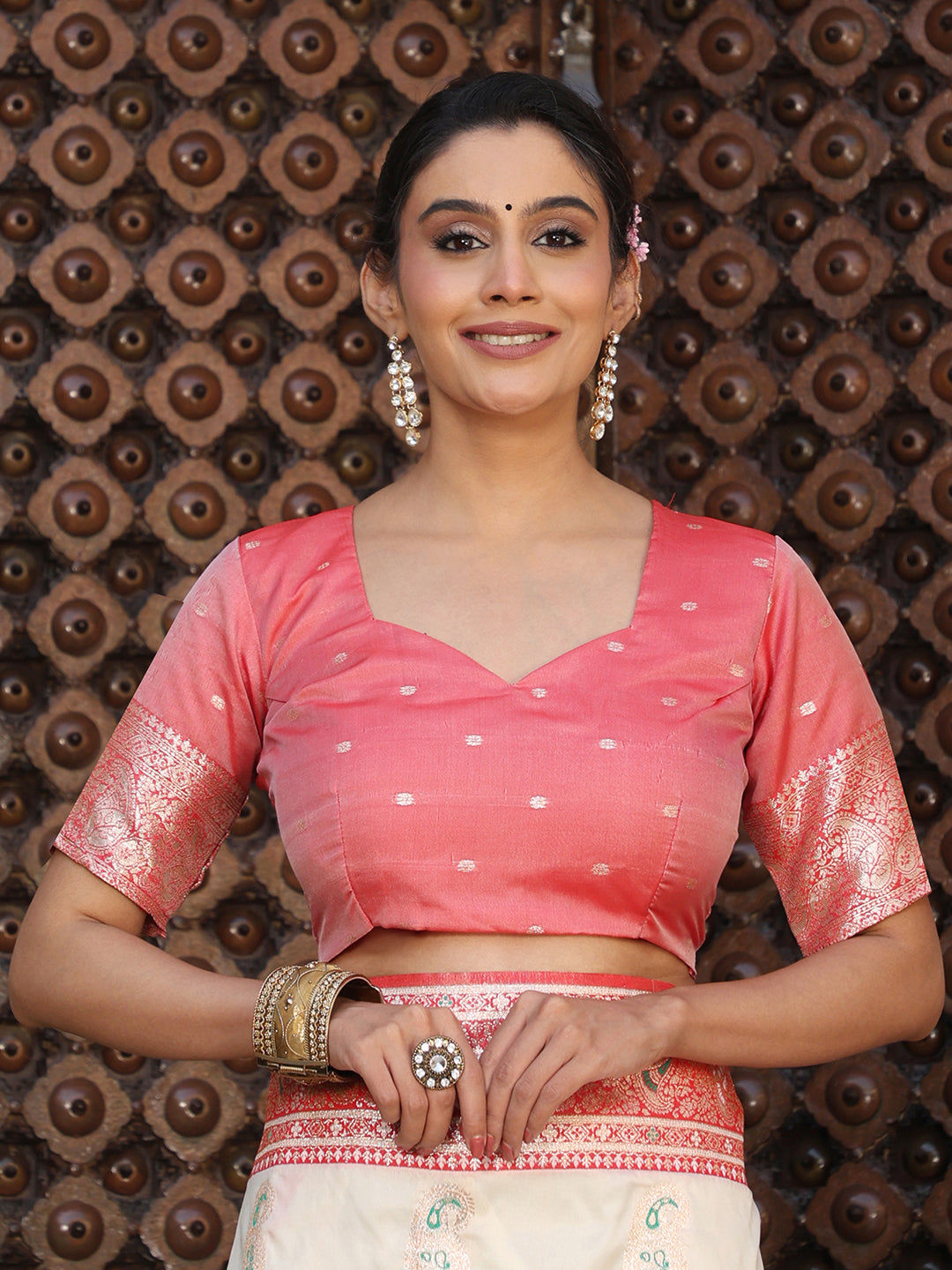 SUTRITI Banarasi Style Paisley Butti Saree for Women | Rich Woven Border & Grand Pallu | Festive Wedding Party Saree | Soft Elegant Drape | With Unstitched Blouse Piece|