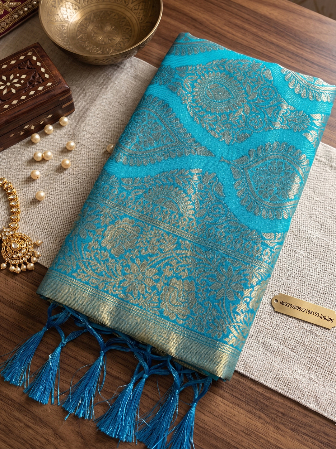 Sutriti Teal Blue Banarasi Silk Saree for Women - Festive & Wedding Wear