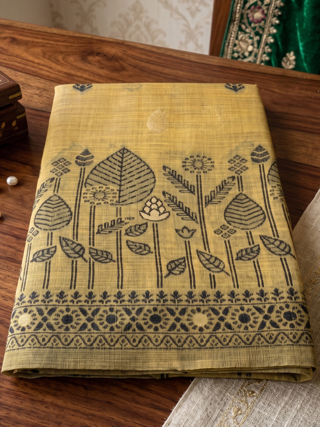Sutriti Mustard Yellow Everyday Cotton Saree For Women | Auspicious Festive Drape