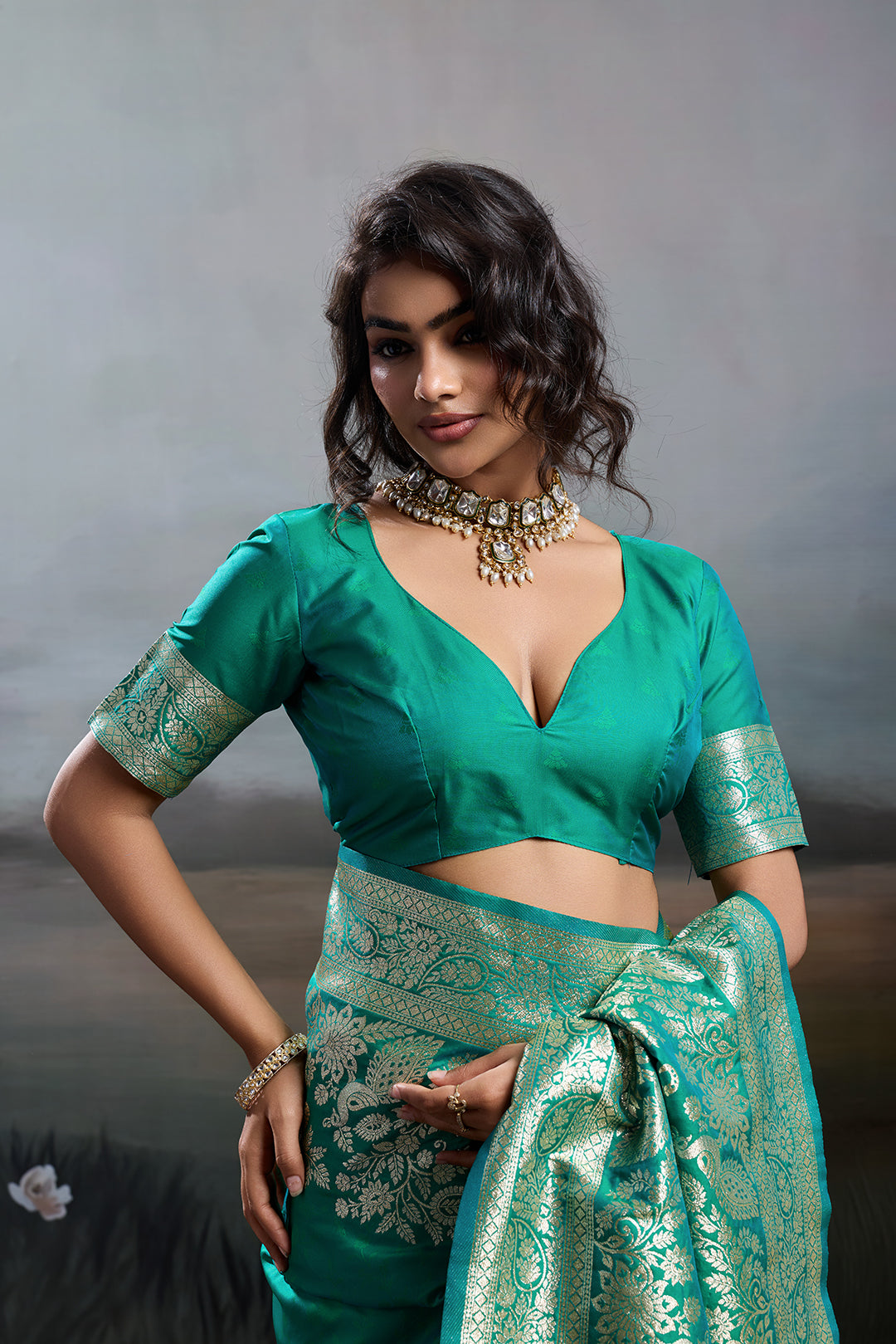 Sutriti Women's Teal Green Banarasi Silk Saree for Festive PSofty & Wedding Wear