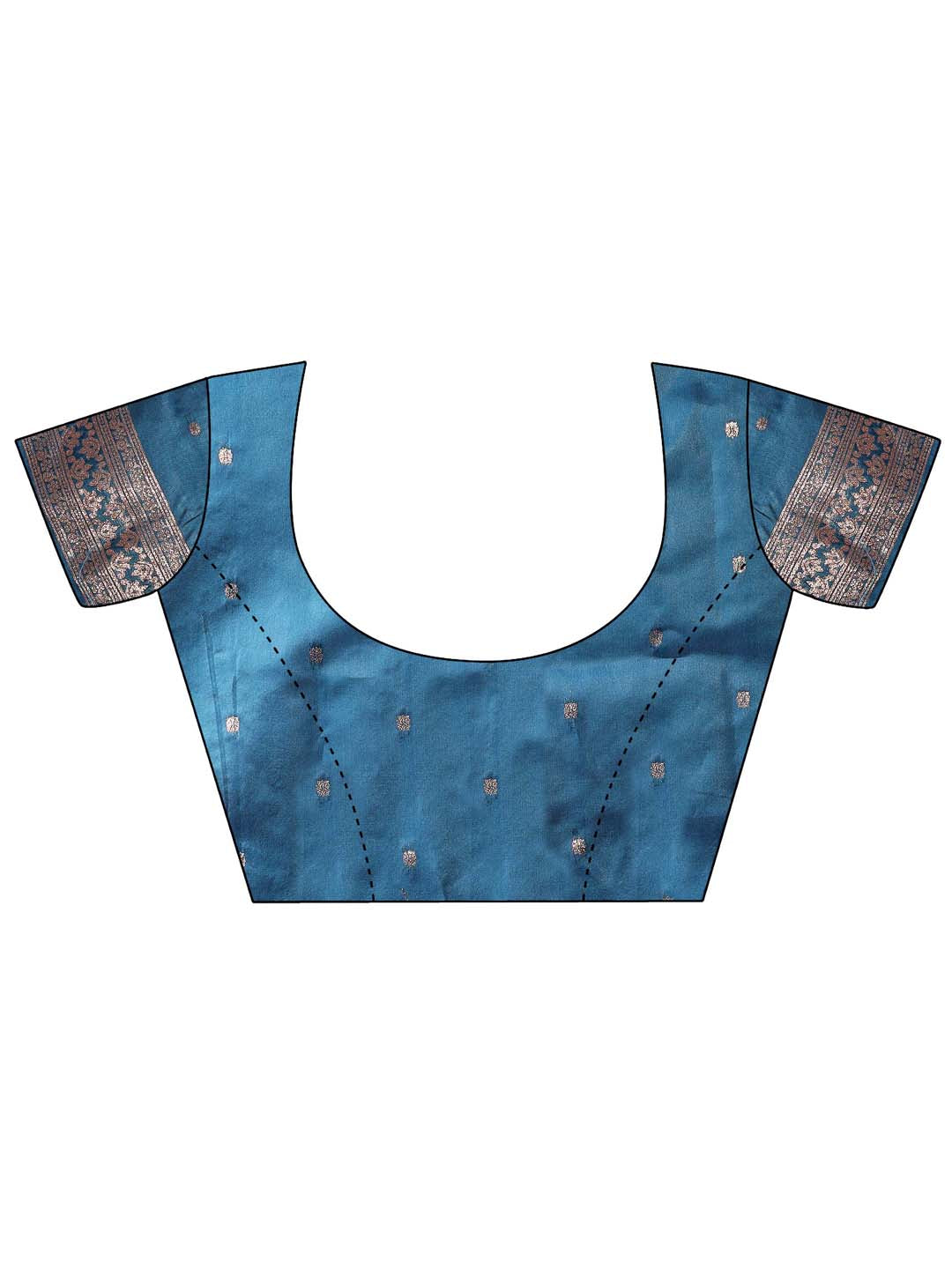 Sutriti Ocean Teal Blue Floral Woven Soft Silk Saree