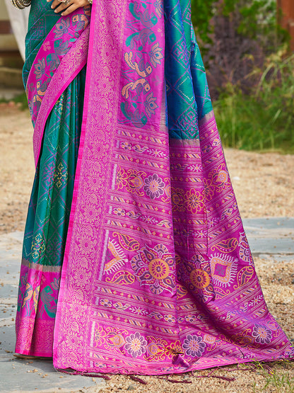 Sutriti Teal Blue Pochampalli Silk Saree for Women | Wedding & Festive Wear Saree