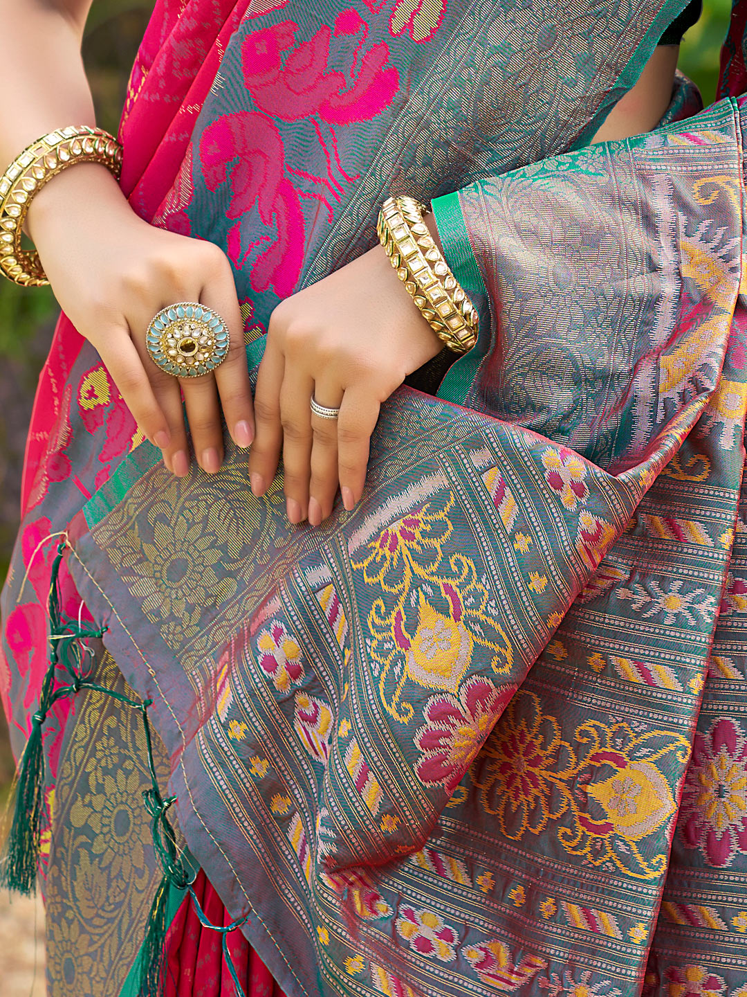 Sutriti Pink Pochampalli Silk Saree for Women | Wedding & Festive Wear Saree