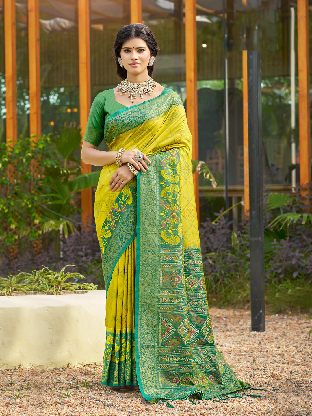 Sutriti Yellow Pochampalli Silk Saree for Women | Wedding & Festive Wear Saree