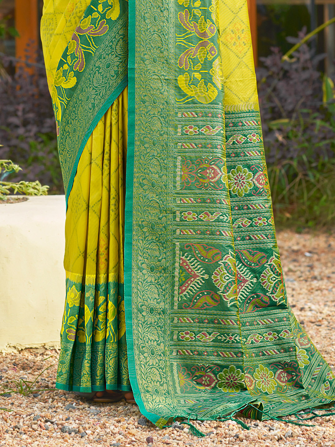 Sutriti Yellow Pochampalli Silk Saree for Women | Wedding & Festive Wear Saree