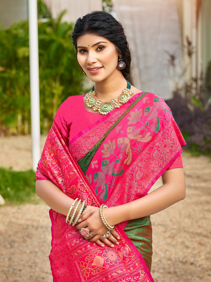 Sutriti Green Pochampalli Silk Saree for Women | Wedding & Festive Wear Saree