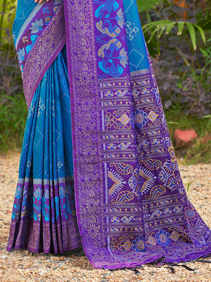 Sutriti Blue Pochampalli Silk Saree for Women | Wedding & Festive Wear Saree