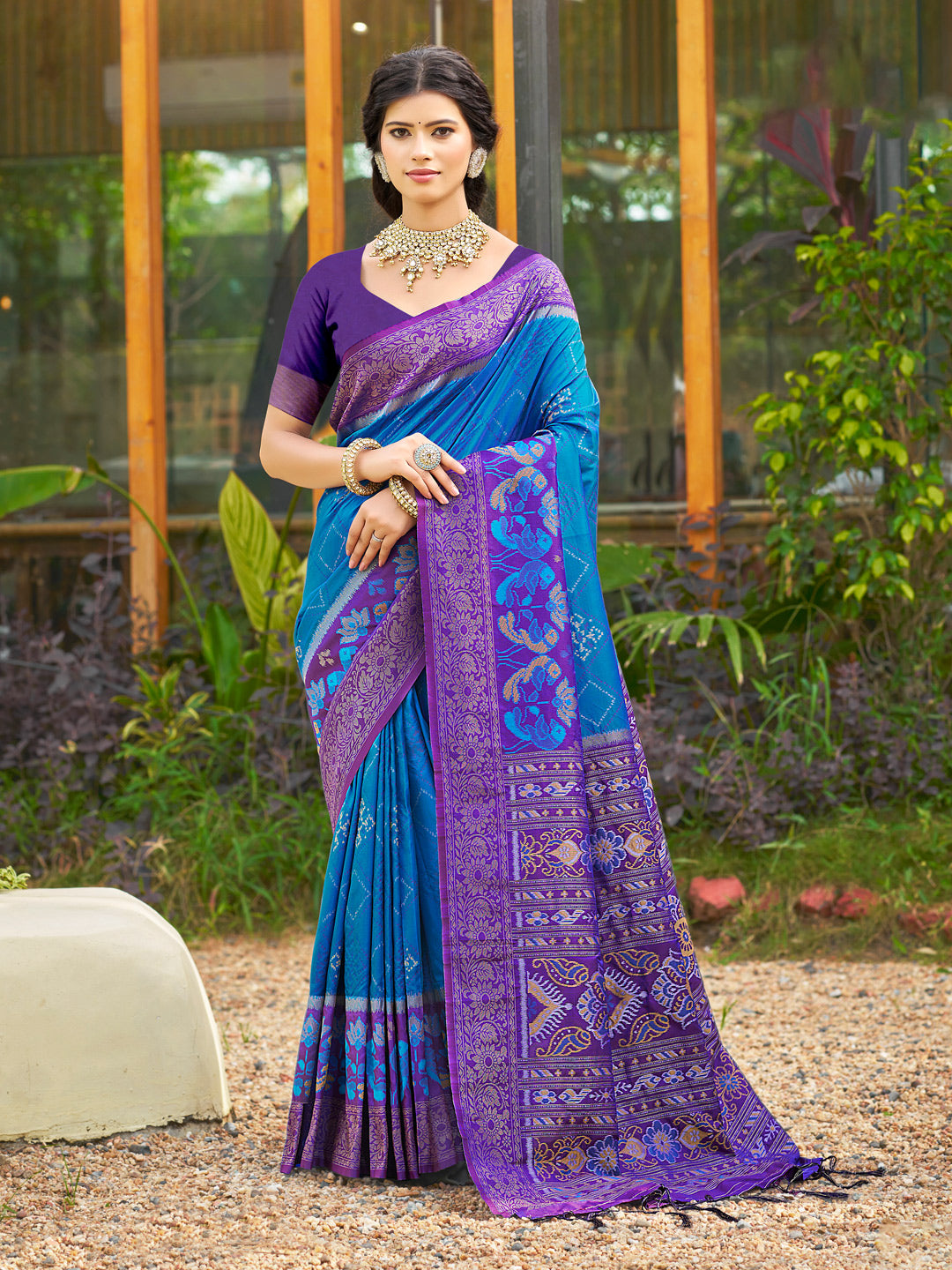 Sutriti Blue Pochampalli Silk Saree for Women | Wedding & Festive Wear Saree