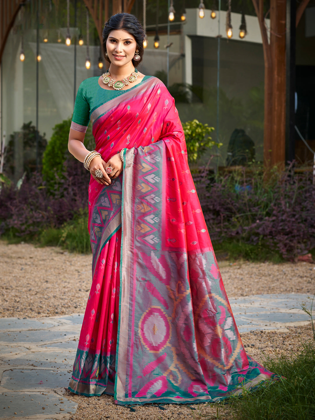 Sutriti Pink Pochampalli Silk Saree | Traditional Wedding & Festive Wear Saree