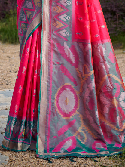 Sutriti Pink Pochampalli Silk Saree | Traditional Wedding & Festive Wear Saree