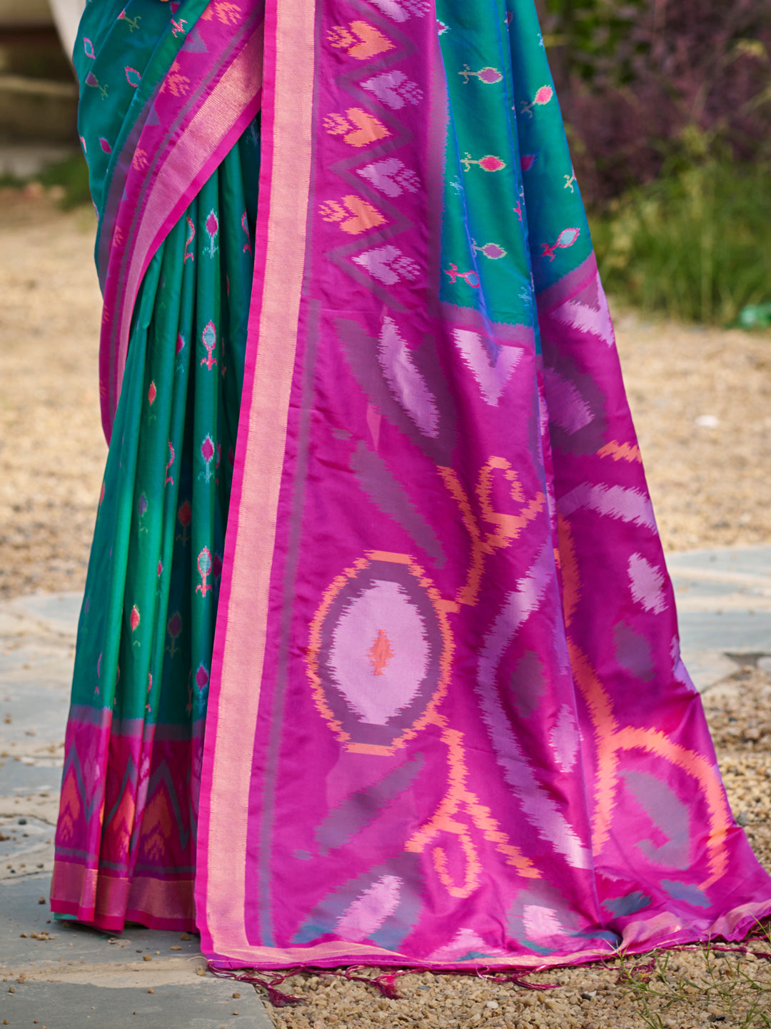 Sutriti Teal Blue Pochampalli Silk Saree | Traditional Wedding & Festive Wear Saree