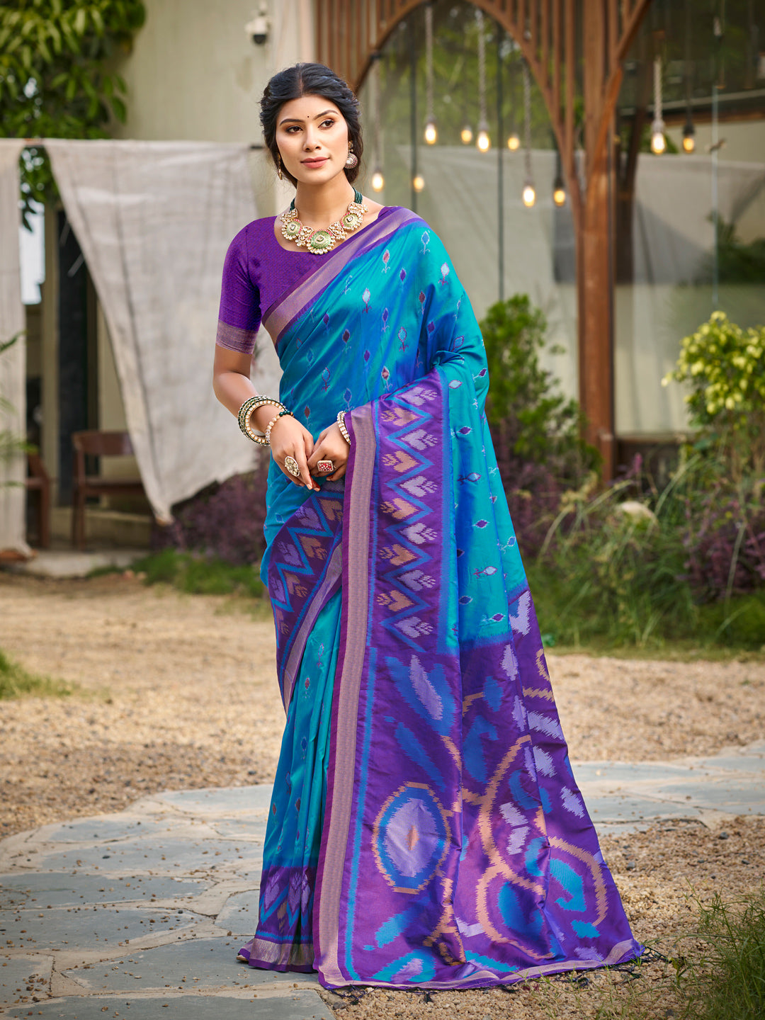 Sutriti Blue Pochampalli Silk Saree | Traditional Wedding & Festive Wear Saree