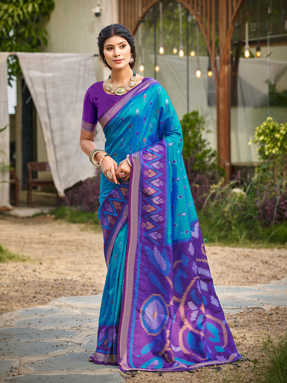Sutriti Blue Pochampalli Silk Saree | Traditional Wedding & Festive Wear Saree