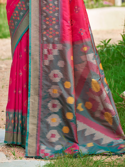 Sutriti Pink Pochampalli Silk Saree | Elegant Traditional Wedding & Festive Wear Saree