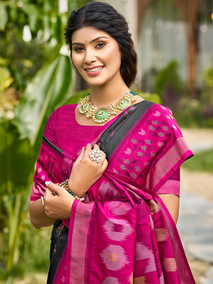 Sutriti Black Pochampalli Silk Saree | Elegant Traditional Wedding & Festive Wear Saree