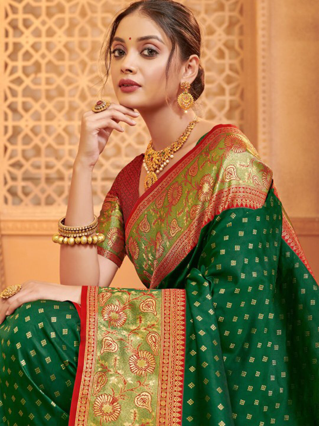 Sutriti Majestic Dark Green Pure Kanjivaram Silk Saree | Bridal Heritage Collection | Limited Edition
