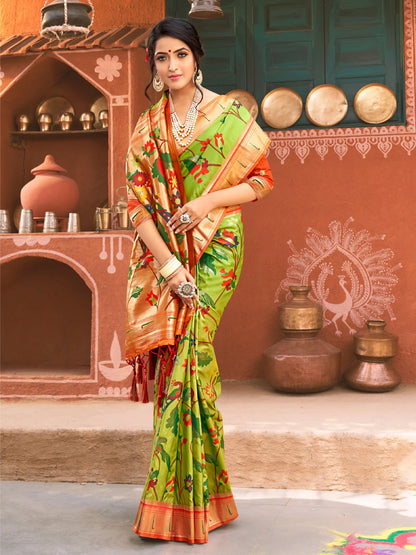 Sutriti Majestic Light Green Pure Kanjivaram Silk Saree | Bridal Heritage Collection | Limited Edition