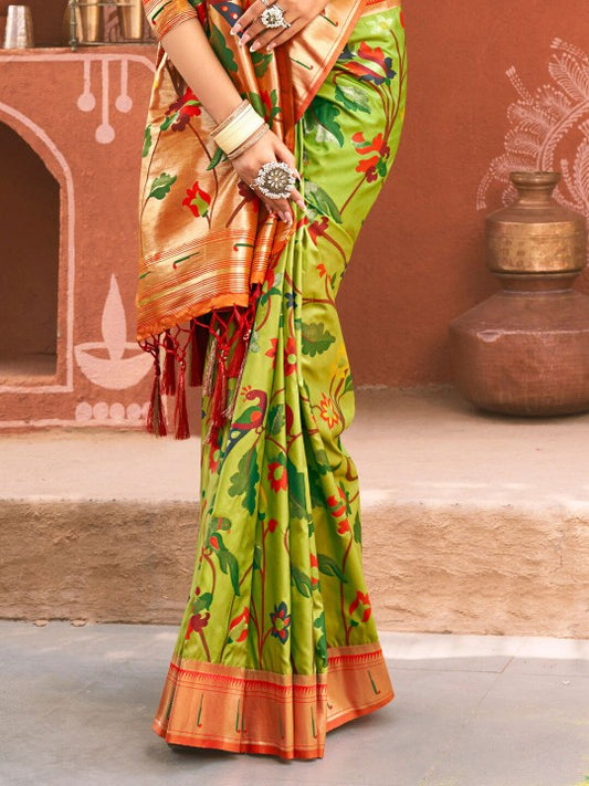 Sutriti Majestic Light Green Pure Kanjivaram Silk Saree | Bridal Heritage Collection | Limited Edition