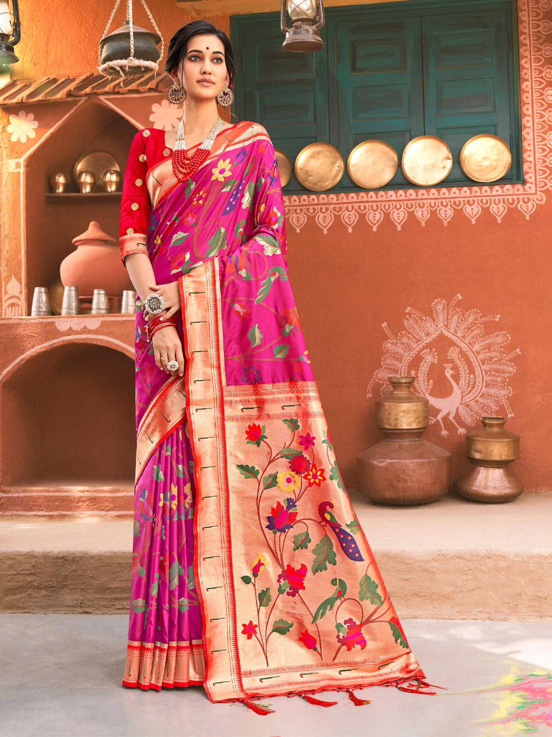 Sutriti Majestic Magenta Pure Kanjivaram Silk Saree | Bridal Heritage Collection | Limited Edition