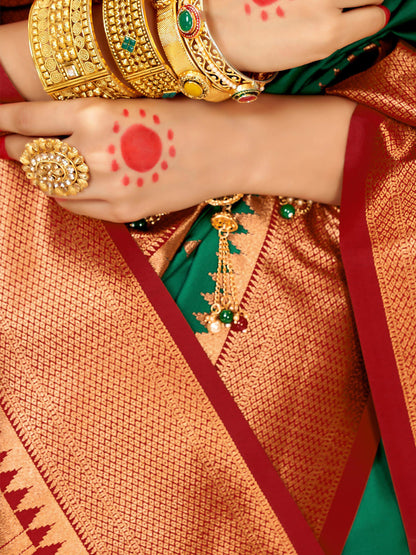 Sutriti Green Paithani Silk Saree with Rich Traditional Pallu for Wedding and Festive Saree
