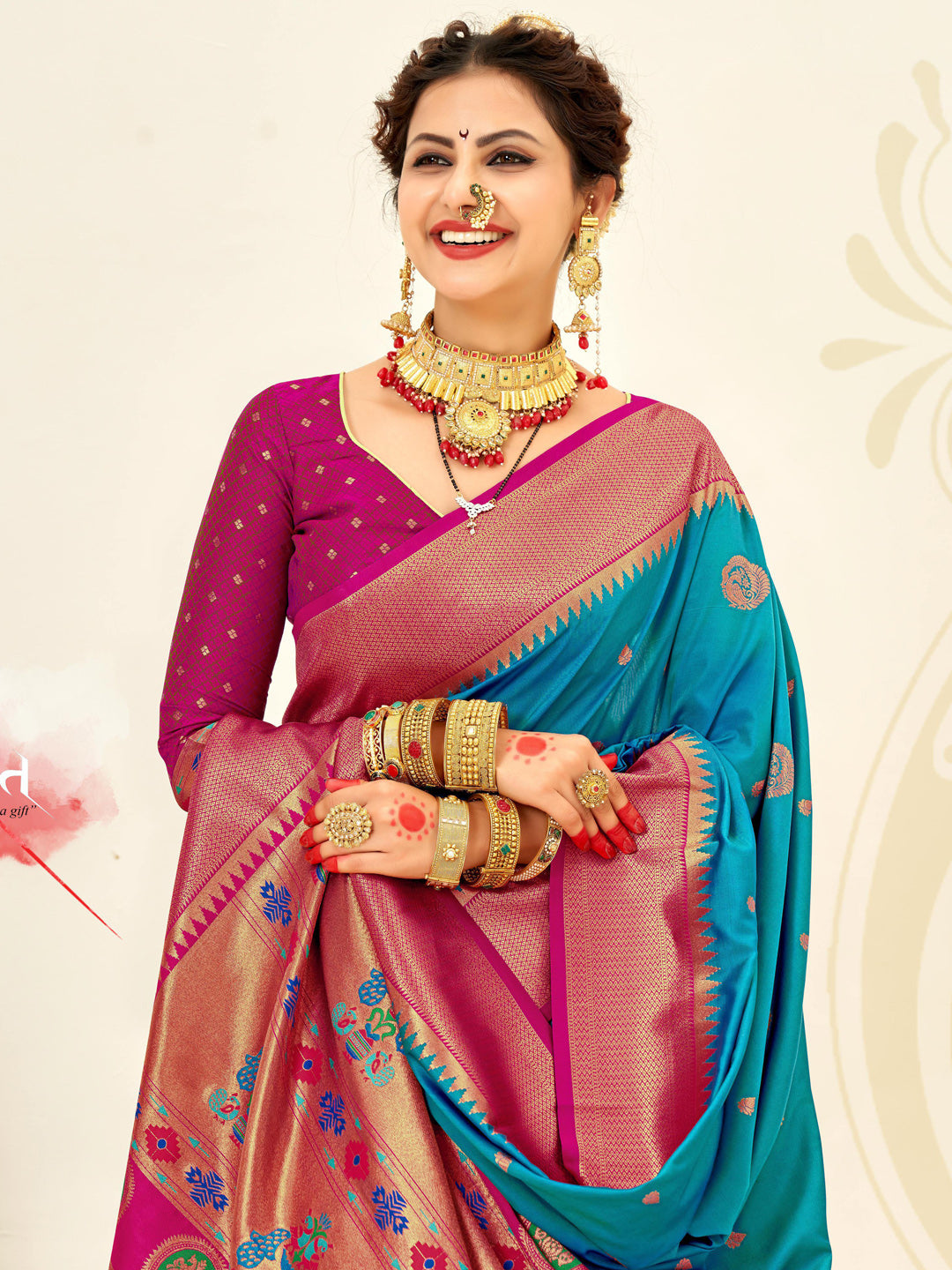 Sutriti Sky blue Paithani Silk Saree with Rich Traditional Pallu for Wedding and Festive Saree