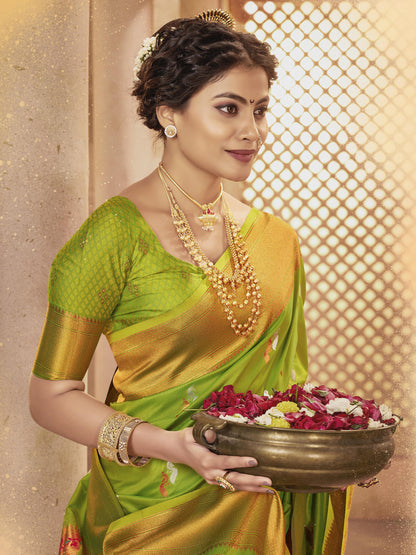 Sutriti Royal Light Green Paithani Silk Saree featuring Heritage Weaving and Grand Designer Pallu Saree