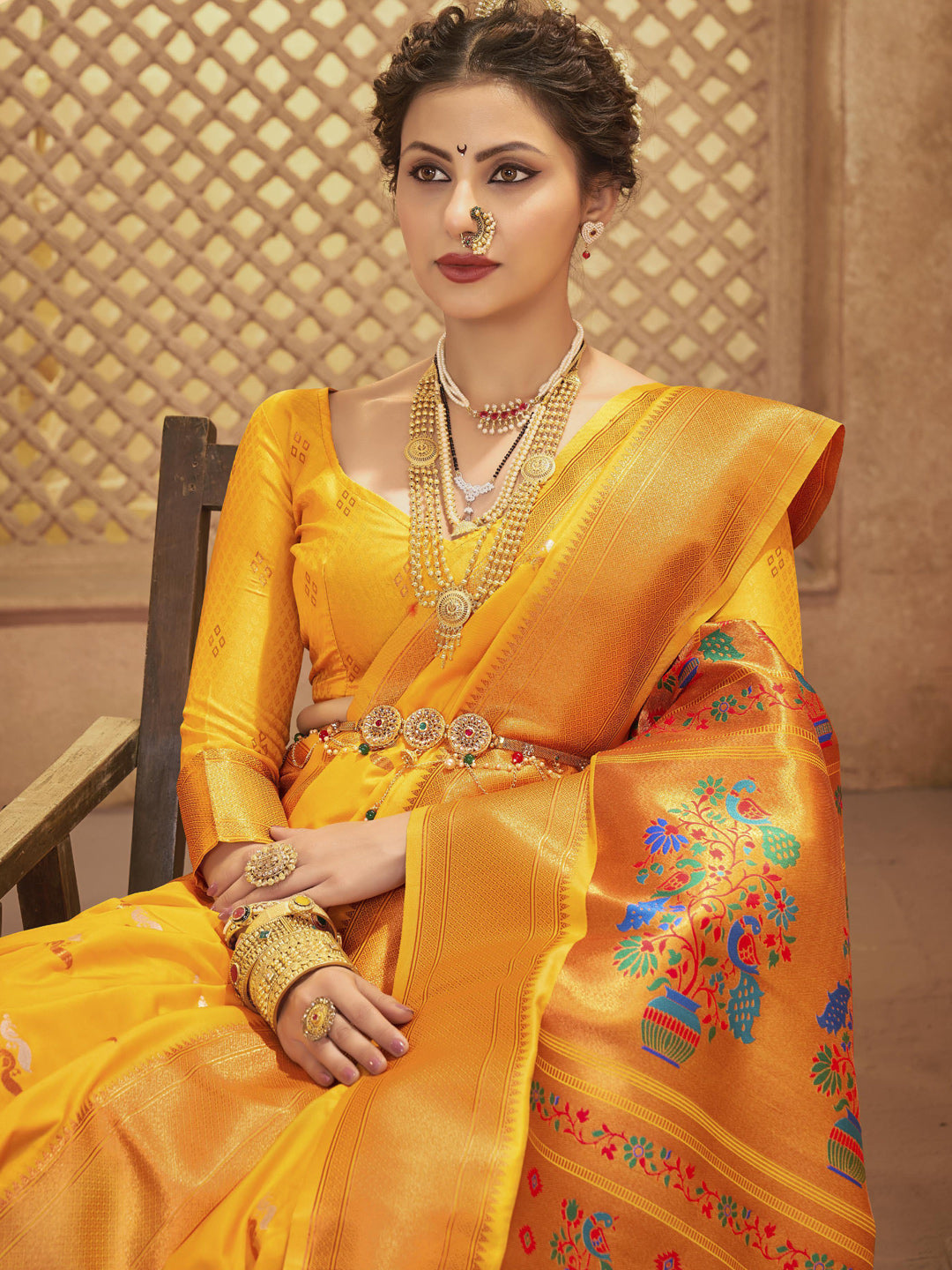 Sutriti Royal Yellow Paithani Silk Saree featuring Heritage Weaving and Grand Designer Pallu Saree