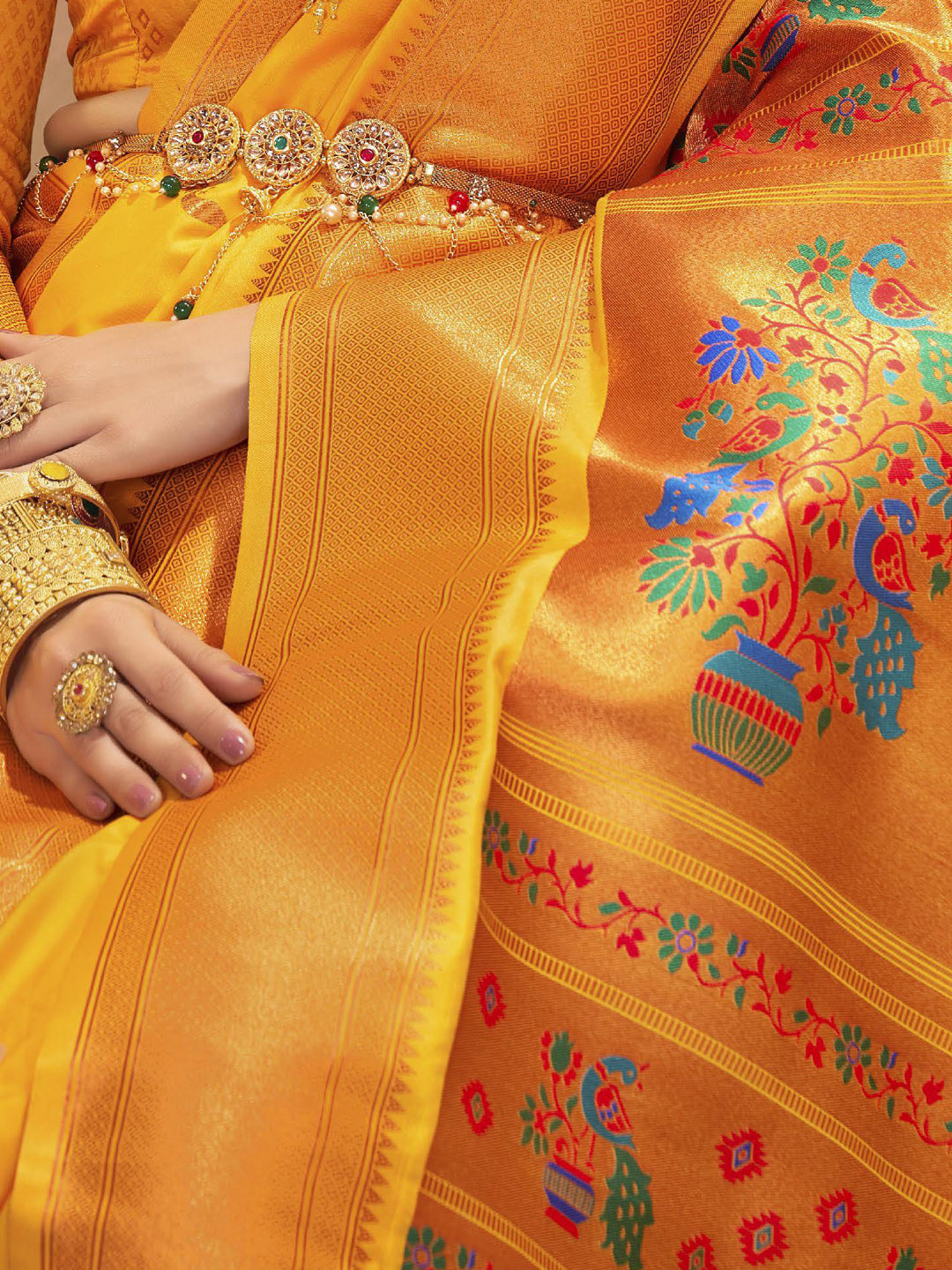 Sutriti Royal Yellow Paithani Silk Saree featuring Heritage Weaving and Grand Designer Pallu Saree