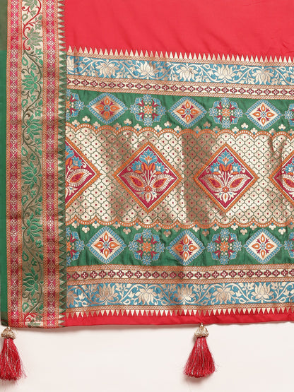 Sutriti Ethnic Red Party Wear Saree with Rich Pallu and Contrast Red Zari Border