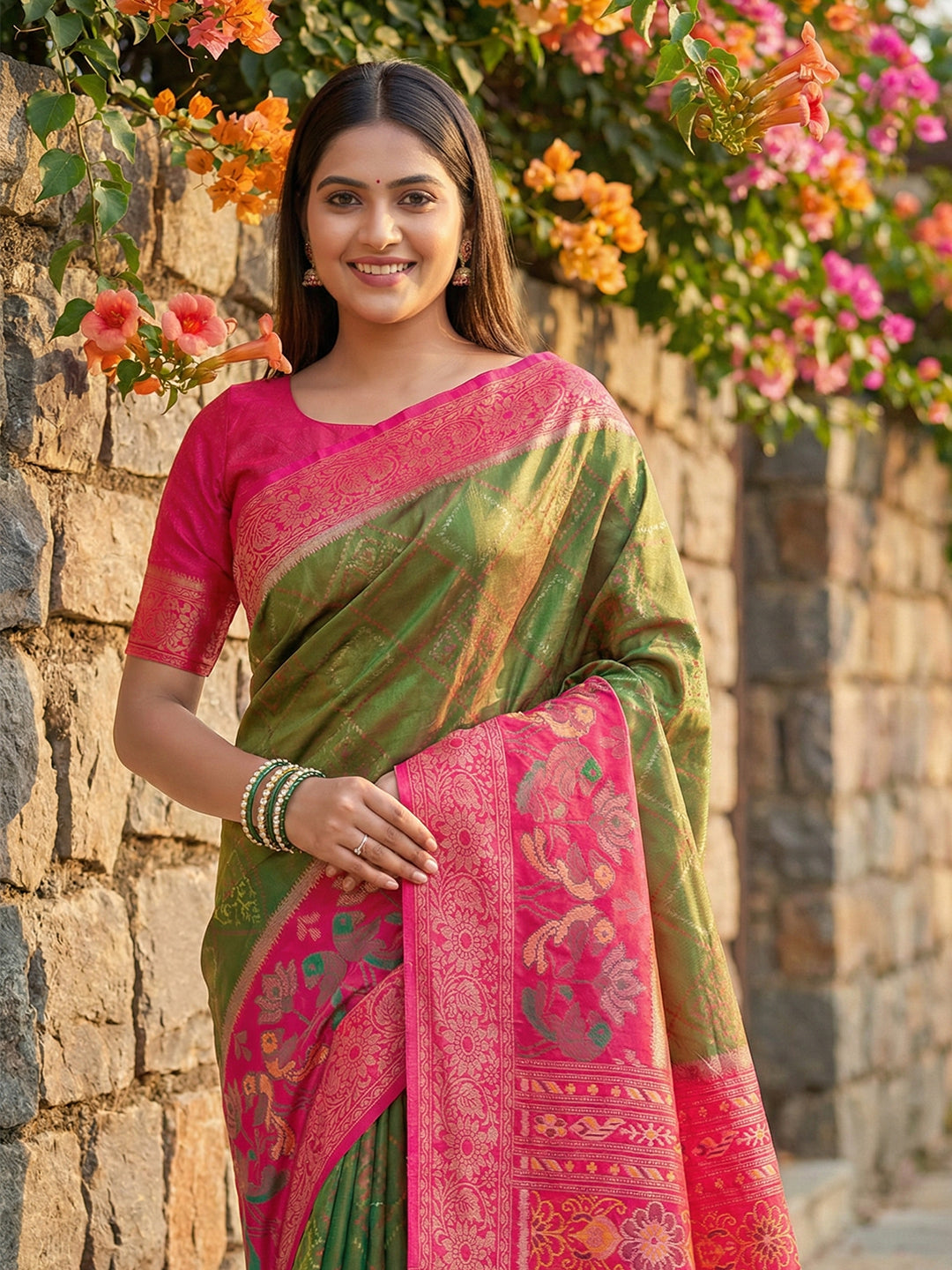Sutriti Green Pochampalli Silk Saree for Women | Wedding & Festive Wear Saree