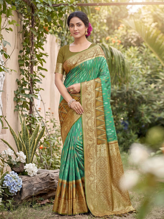 Sutriti Green Pochampalli Silk Saree | Elegant Traditional Wedding & Festive Wear Saree