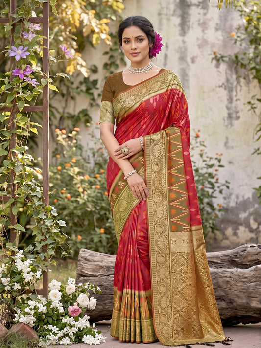 Sutriti Red Pochampalli Silk Saree | Elegant Traditional Wedding & Festive Wear Saree