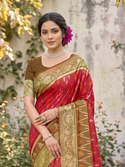 Sutriti Red Pochampalli Silk Saree | Elegant Traditional Wedding & Festive Wear Saree