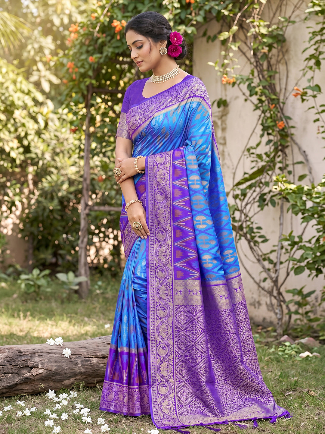 Sutriti Blue Pochampalli Silk Saree | Elegant Traditional Wedding & Festive Wear Saree