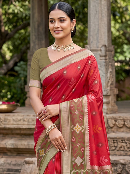 Sutriti Red Pochampalli Silk Saree | Elegant Traditional Wedding & Festive Wear Saree